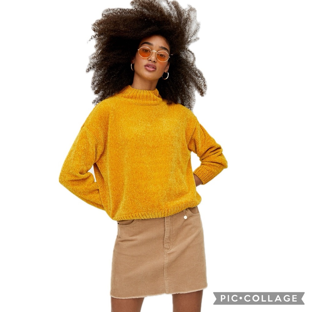 F.F. Knitwear Moonlight Chenille Oversized Mock Neck Pullover Sweater